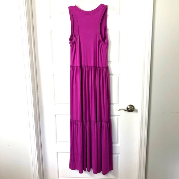 NWT Cupio Wms Small Jewel Plum Sleeveless Tiered Maxi Dress Ruffled Trim Boho - Picture 2 of 11